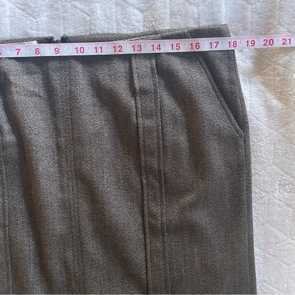 Calvin Klein Wool Blend Brown Herringbone Pencil Skirt Belt Loops Career Size 14